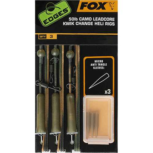 FOX Edges - Camo Leadcore Kwik Change Heli Rigs 50 lb