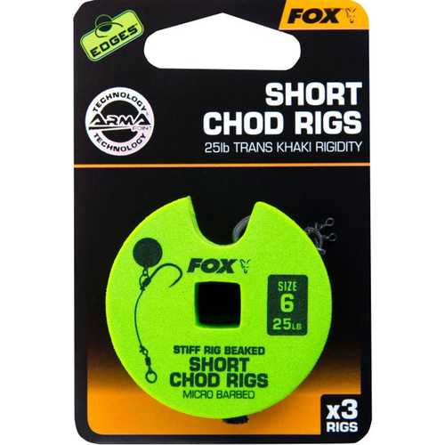FOX Edges - Stiff Chod Rig Short Trans Khaki...