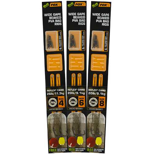 FOX Edges - Wide Gape Beaked PVA Ready Rigs Weedy Green...