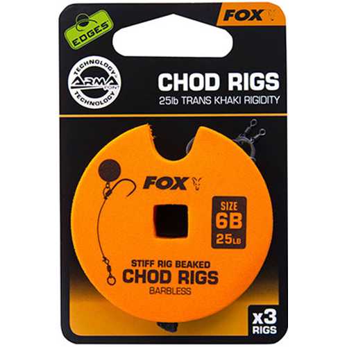FOX Edges - Stiff Chod Rig Standard Barbless Trans Khaki...
