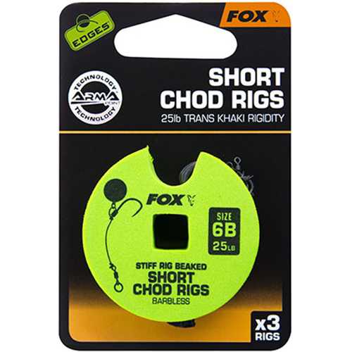 FOX Edges - Stiff Chod Rig Short BarblessTrans Khaki...
