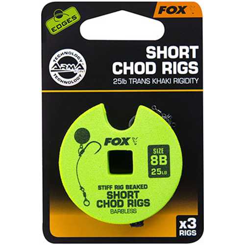FOX Edges - Stiff Chod Rig Short BarblessTrans Khaki...