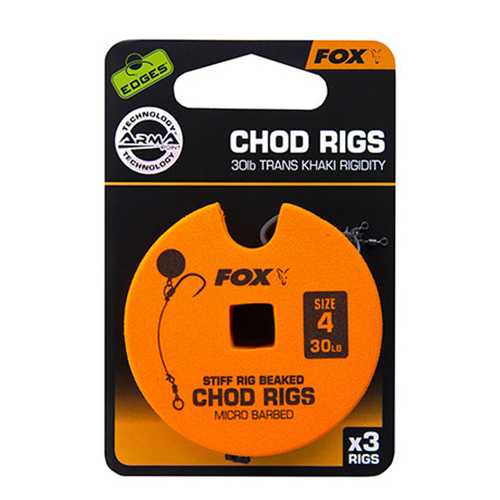 FOX Edges - Stiff Rig Beaked Chod Rigs Standard - 3 Rigs...