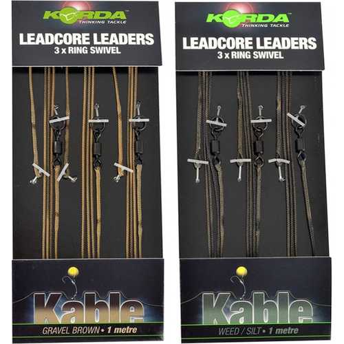Korda Leadcore Leader Ring Swivel 1 m Gravel Brown und...