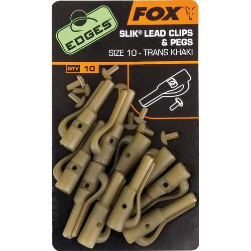 FOX Edges - Slik Lead Clips &amp; Pegs Trans Khaki Size 10